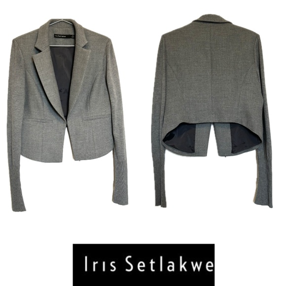 Like New Iris Setlakwe Cropped Mixed Media Grey Jacket Size 10 Made in Canada - Picture 1 of 16
